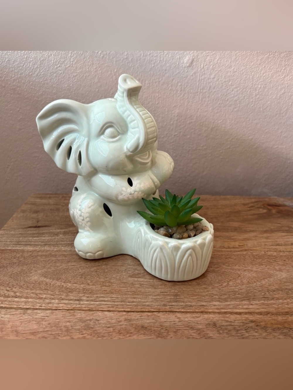 Ceramic Elephant Planter in Cream
